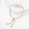 Charm Bracelets Gold-plated Brass Cubic Zirconia Stones Infinity Sign Bracelet Women 2024 Fashion CZ Zircon Pull Chain Summer Jewelry