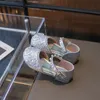 Girls Princess Shoes Little Girls Rhinestone Dress Single Shoes Children's Leather Shoes Silver Soft-soled Crystal Show Shoes Baby Summer Sandals