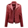 Kunstleren jas Dames Moto Biker Ritsjas Lente Herfst Motorjas Rood Zwart Geel Roze Bruin Marine Gratis 240131