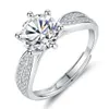 Hot Sales Sterling silver S925 Adjustable Six Claw Wedding Ring