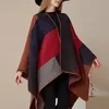 Halsdukar Kvinnor Plaid Shawl Wraps Open Front Poncho Cape Overdimensionerade tröjor Casual Cardigan för kvinnor Formell varm filt