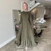 Vêtements ethniques Moyen-Orient Femme musulmane Robe longue Robe élégante Col rond Manches longues Boutons Mousseline Abaya Kaftan Robes turques