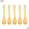 Dinnerware Sets 5pcs Natural Wood Spoon Bamboo Coffee Teaspoon Delicate Utensil Condiment Small Scoop Kitchen Cooking Tableware