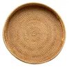 Conjuntos de louça Cestas de armazenamento de rattan redondo tecido cesta de frutas decorativo servindo desktop organizador para livros chave