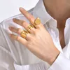 Настоящее позолоченное кольцо нестандартной формы, массивные кольца из нержавеющей стали, не тускнеющие ювелирные изделия, винтажные женские кольца