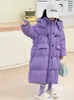 Down Jas 2024 Winter Warm Meisjes Lange Jas Mode Capuchon Tiener Parka Snowsuit Kinderen Bovenkleding Kleding 4-13Y T96