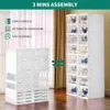 Shoe cabinet storage box folding shoe with door 216 compartment stackable transparent without installation 240130