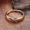 Cluster Rings Kinel Luxury Vintage Blue Natural Zircon Ring For Women 585 Rose Gold Ethnic Bride Wedding Stylish Simplicity SMYCKEL 2024