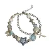 Urok Bracelets 2024 Koreańskie skrzyżowane serce pięciokrotna gwiazda Pearls Women Light Luksus Design Znakomita biżuteria z podwójną warstwą