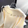 Women's Knits EBAIHUI Sweet And Cute Sweater Ruffle Collar Nail Diamond Design Ladies Knitwear Fashion Bow Cardigan Short Top