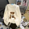 Kobiety swetry 2024 Winter Women O-Neck Cartoon Bear Sweater Patchwor Harajuku Korean Style Ogółemi długie rękawie Pullover Sweeters Feamle