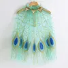 Kurtki 2024 Fashion Peacock Fairy Princess Cape cekin szal kolorowy tiul dziewcząt Cloak Christmas Party Halloween Dzieci odzież