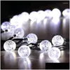 Julekorationer 6m Solen Powered LED String Light 30LEDS Crystal Globe Bubble Shaped Lamp Fairy Lights Waterproof Garden Drop de Otuxo