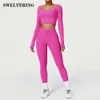 Lu Align Women Outfits 2st Set Sportwear Workout Clothes Athletic Wear Gym Legging Fitness Bra Crop Top Long Sleeve Sports Suit Lemon LL Jogger Lu-08 2024