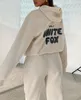 Designer White Fox Hoodie Tracksuit Define Dois 2 Peça Mulheres Roupas Conjunto Desportivo De Manga Longa Pulôver Com Capuz Fatos Primavera Outono Inverno