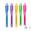 Penne multifunzione Pennarello inchiostro invisibile all'ingrosso Uv con Traviolet Led Blacklight Secret Mes Writer Magic Disappear Words Kid Pa Dhb8D