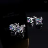 Boucles d'oreilles classiques en Zircon mystique, coupe ronde, pour hommes et femmes, cristal Hip Hop, bijoux de fête, cadeaux de charme, 6/8MM