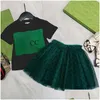 Ensembles de vêtements Designer de luxe enfants T-shirt jupe voile mode mignon bébé vêtements enfants costumes à manches courtes été filles coton Dres Dhays