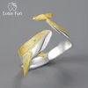 Lotus Fun 18K Gold Personlighet Whale Dating Justerbara ringar för kvinnor Original 925 Sterling Silver Lyxkvalitet Fina smycken 240119