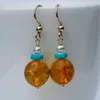Dangle Earrings Natural Baltic Amber Turquoise White Pearl 14k Gold Ear Stud VALENTINE'S DAY Freshwater Diy FOOL'S CARNIVAL