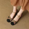 Zapatos de vestir Tacones gruesos con tacón de bloque medio Calzado de verano para mujeres 2024 Punta redonda Elegante elegante y elegante Joven Un punto
