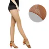Meias femininas meias de cintura alta profissional fishnet meia-calça para dança latina (cor caramelo)