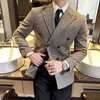 Männer Anzüge Marke Zweireiher Karierten Anzug Jacke Hochwertige Sinn High-end-Wolle Europäischen Und Amerikanischen Dicken Warmen mantel