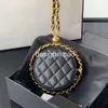 2024Ss Designer Round Bags Time to Rotate Premium Lambskin Classic Quilted Check Gold Metal Chain Colar gira em torno do saco Luxuoso Ombro Crossbody 12C