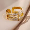 Cluster Anelli Croce in acciaio inossidabile per le donne 2024 Trend Zircone Anello di cristallo Coppia romantica Matrimonio Estetico Jewerly Anelli Mujer