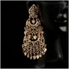 Bungelen kroonluchter oorbellen Vintage Womens Moon Drop Arabische luxe bruids gouden kleur levering sieraden Ot3Il