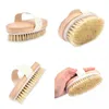 Brosses de bain Éponges Épurateurs Stock Brosse de bain Poils naturels doux Le spa Peau sèche sans poignée Douche en bois Corps exfoliant Otqmx