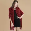 Luxury Brand Scarf Women Winter Thick Genuine Rabbit Fur Pompom Ball Big Size Shawls and Womens Wool Cover Cashmere Pashmina 240201