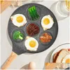 Pans Home Kitchen Seven Hole Breakfast Frying Pan Cute Animal Face Design Nonstick Mtifunctional Pancake Egg Dumpling Cooker Drop Deli Otxpy