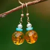 Dangle Earrings Natural Baltic Amber Turquoise White Pearl 14k Gold Ear Stud VALENTINE'S DAY Freshwater Diy FOOL'S CARNIVAL