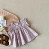 Flicka klänningar sommar baby klänning blommig tryck småbarn prinsessa födelsedag för 0-4t flickor kläder