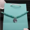 Chaîne Coeur Bracelet Perlé Retour À Tag Série Bijoux Designer Bleu Bracelets Bijoux Pour Femmes Bijoux De Fête Saint Valentin Cadeau Otuf2