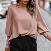 Camicette da donna Top morbidi ed eleganti a maniche lunghe con bottoni Comodi e versatili Abbigliamento casual Top minimalisti in tinta unita