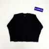 24SS Streetwear Apricot Black Sweater for Men Women 1:1 Best Quality Oversized Knitted Sweatshirts Inside Tags