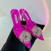 2024 Aquazzura Flower Crystal-Crystal Satin Sandals Sandals Sandały kostki 11 cm szpilki szpilki Women Designer Luksusowe sandały wieczorowe buty ślubne