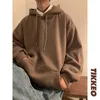 Extfine Autumn Y2k Pullover Hooded Men's Oversize Hoody Sweatshirt Tops Solid Drop Shoulder Harajuku Streetwear Male Clothes 240131