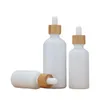 Bouteilles d'huile essentielle en verre de porcelaine blanche Flacon compte-gouttes de sérum de soin de la peau avec pipette en bambou 10 ml 15 ml 20 ml 30 ml 50 ml 100 ml Qbuxs Jhaui