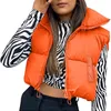 Autumn and winter womens warm cut vest jacket fashion sleeveless vertical collar zippered inflatable vest street style jacket 240216