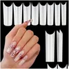 False Nails 500/600Pcs Acrylic Press On Art Tips Fl Er Clear Coffin Gel Extension System Fake Nail Manicure Tool Drop Delivery Health Otrcn