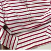 Women's T Shirts Striped T-Shirt For Women Fashion Half Open Buttons Long-Sleeved Ladies Sweet Tee Tops All-Match Clothes French Spring