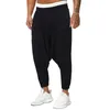 Pantalons pour hommes Hommes Baggy Baggy Loose Taille élastique Coton Lin Plissé Profond Entrejambe Pantalon de survêtement Pantalones Hombre