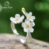 Lotus Fun Wedding Świeży elegancki zapomnij o kwiatach Regulowane pierścienie dla kobiet prawdziwe 925 Srebrne randki Fine Jewelry 240122