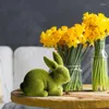 Dekoracje ogrodowe żywice króliki na stołowe figurki urocze zwierzęce dekoracja sypialnia w Enterway Wodoodporny dom