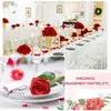 100 Pieces Artificial Roses Flowers Fake Silk Bouquet for Table Centerpiece Vases Wedding Party Decor 240127