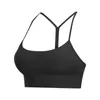 Yoga Outfit LUlogo Sexy Y-Type Verlengen Verison Gewatteerde Gym Workout Bh's Vrouwen Naakt aanvoelende Stof Effen Sport Fitness crop Tops