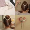 Akcesoria do włosów kryształowe anielskie uszy zwierzęcy klip elegancki frędzko perłowe spinki do włosów kucyk bułka głowa dla kobiet dziewczyna